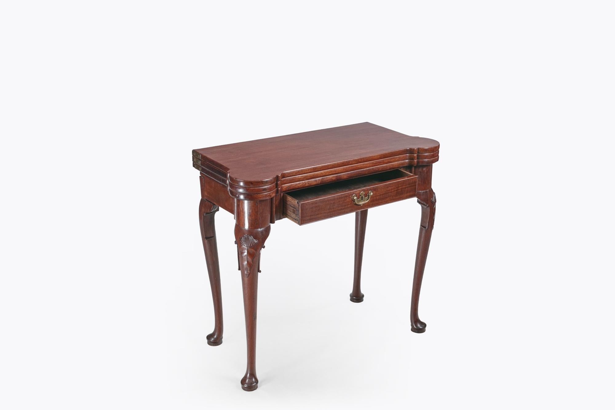 European Late 18th Century Mahogany Triple Top Fold-Over Card/Tea Table For Sale