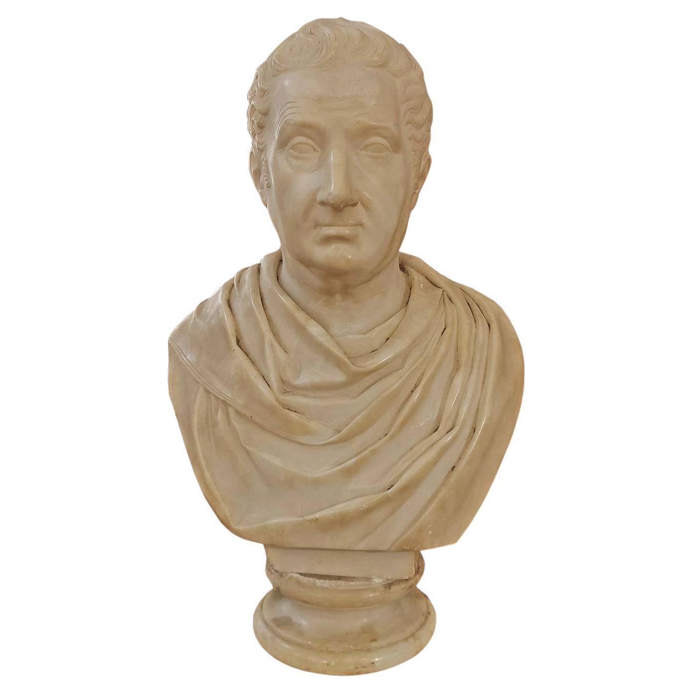 LATE 18th CENTURY MARBLE BUST OF ROMAN SENATOR