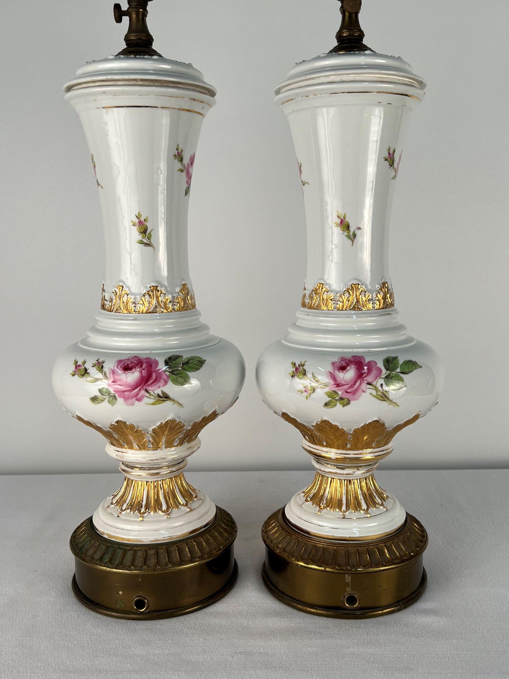 Late Victorian Late 18th Century Meissen Vase Table Lamps from the Estate of Doris Day