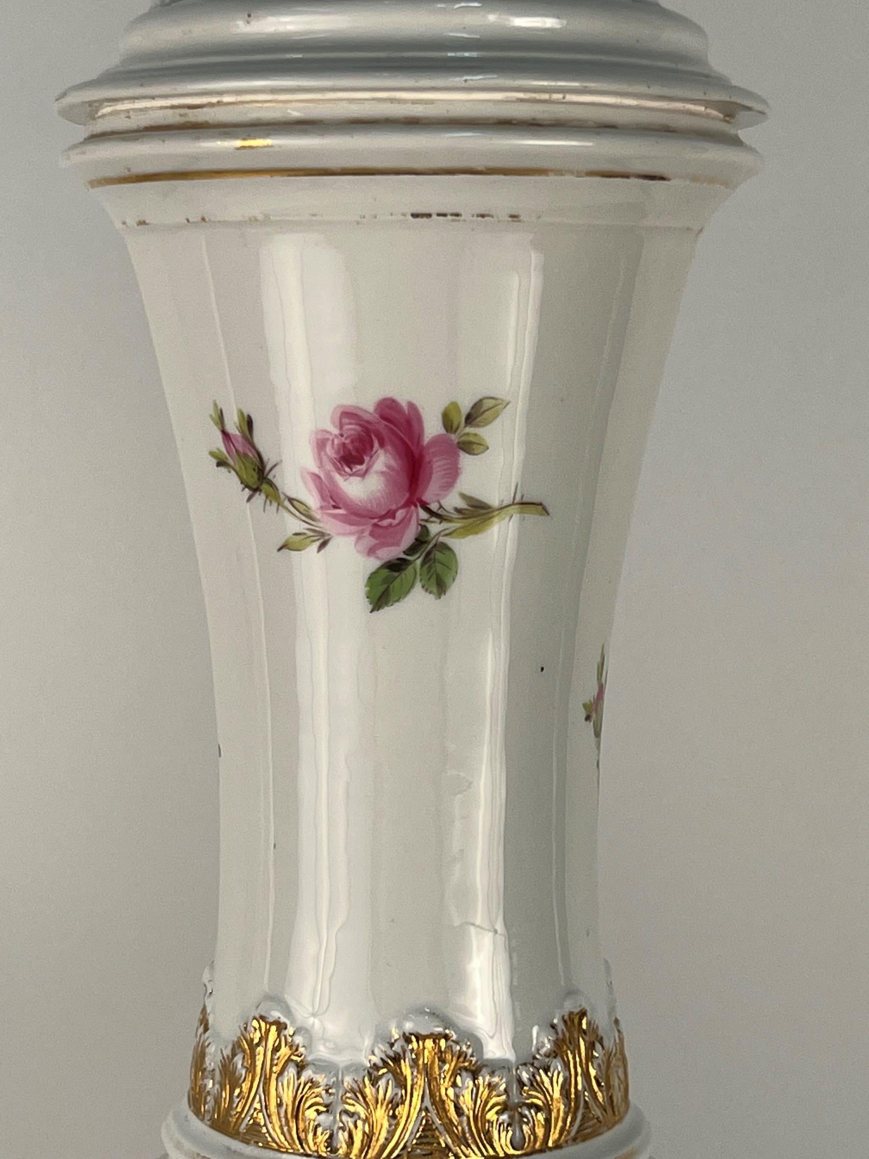 German Late 18th Century Meissen Vase Table Lamps from the Estate of Doris Day
