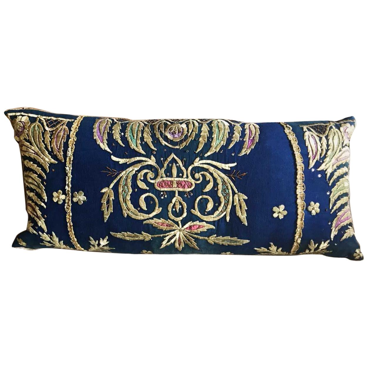 Late 18th Century Metallic / Silk Uzbek Textile Pillow