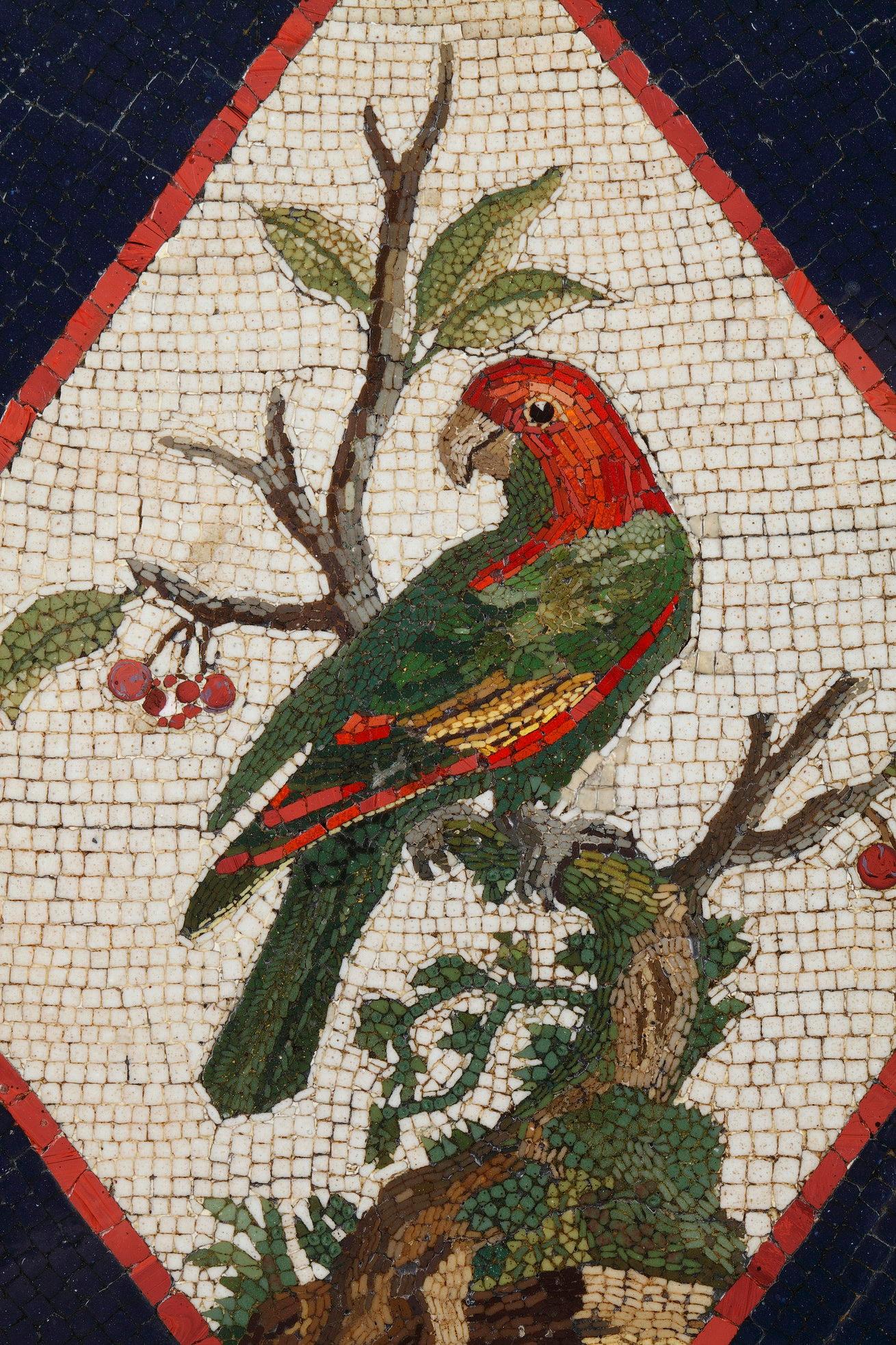 Italian Late 18th Century Micromosaic with Parrot on a branch. From a Model by G.Raffael For Sale