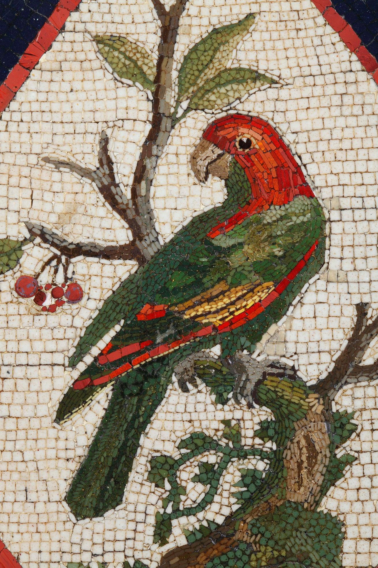 Art Glass Late 18th Century Micromosaic with Parrot on a branch. From a Model by G.Raffael For Sale