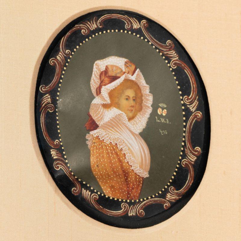 Late 18th Century Miniature Portrait on Vellum of a Red Haired Woman In Excellent Condition For Sale In Kenilworth, IL