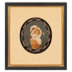 Antique Late 18th Century Miniature Portrait on Vellum of a Red Haired Woman