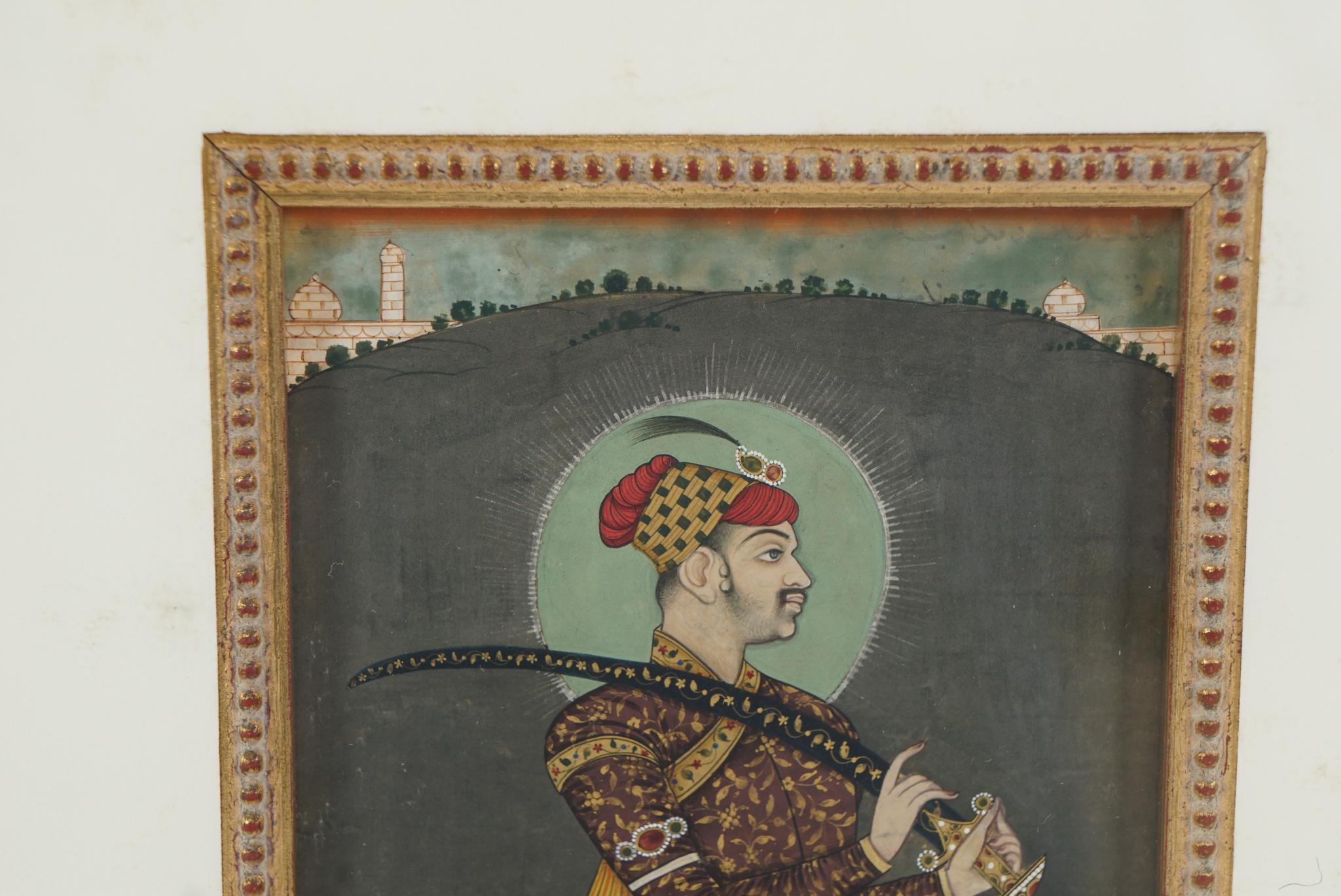 Indian Late 18th Century Moghul Painting of the Emperor Shah Jahan For Sale