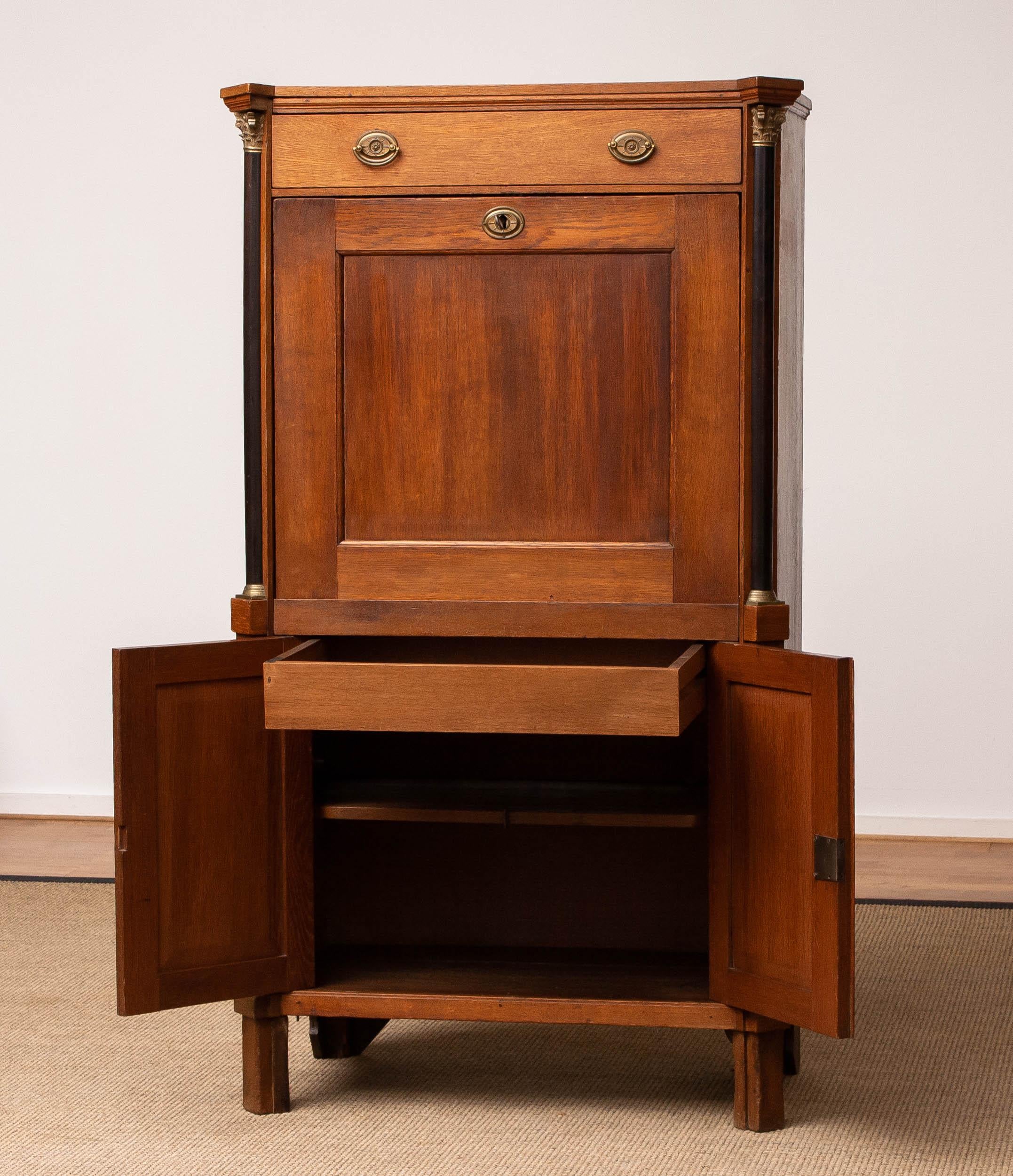 Late 18th Century Narrow Oak Swedish Study Cabinet / Secretaire in Empire Style 6