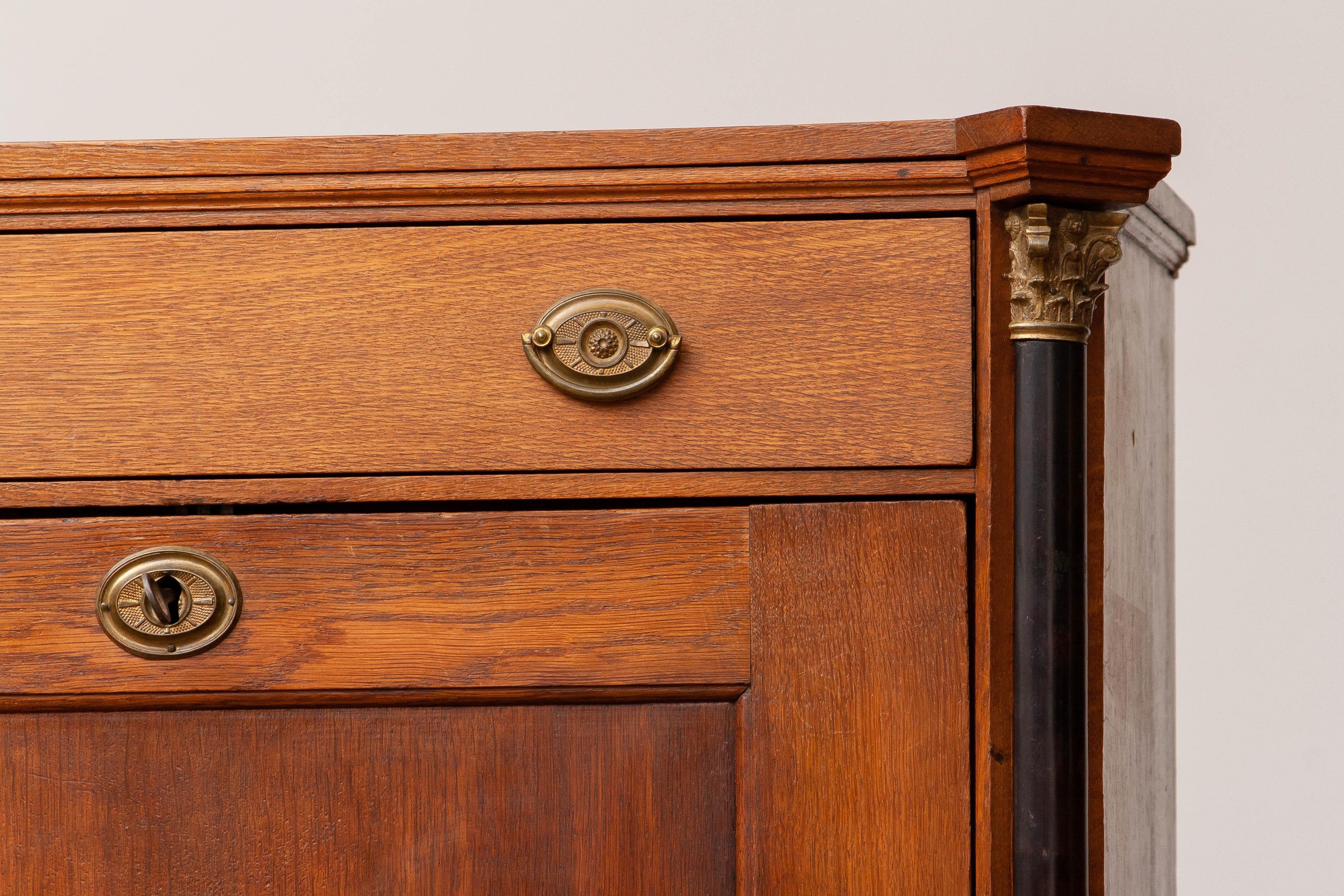 Late 18th Century Narrow Oak Swedish Study Cabinet / Secretaire in Empire Style 8