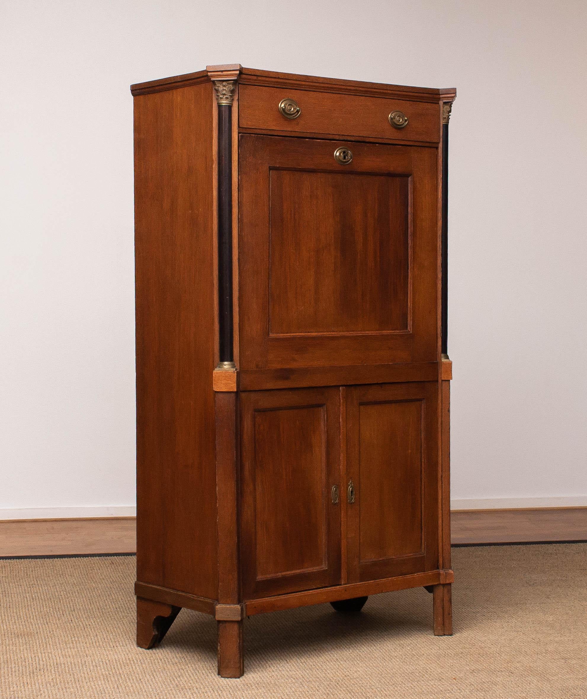 Late 18th Century Narrow Oak Swedish Study Cabinet / Secretaire in Empire Style 9