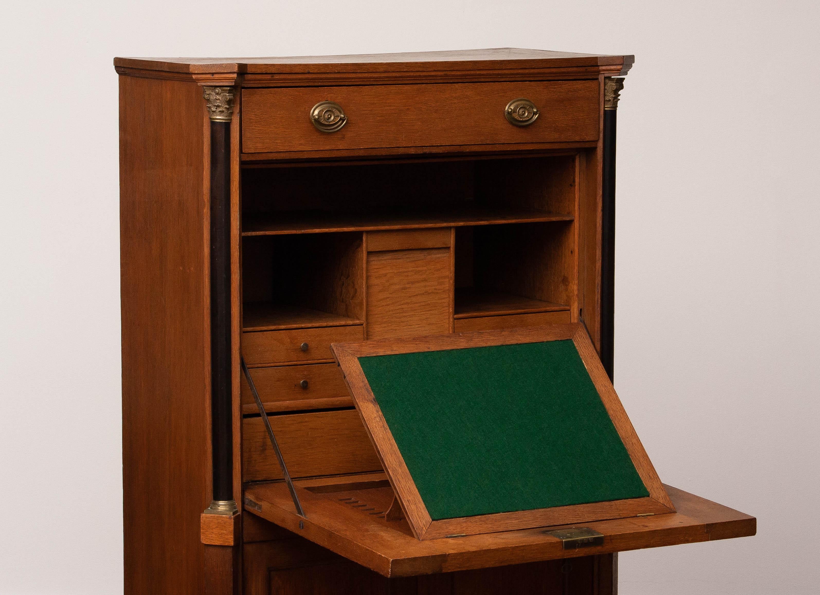 Late 18th Century Narrow Oak Swedish Study Cabinet / Secretaire in Empire Style 11