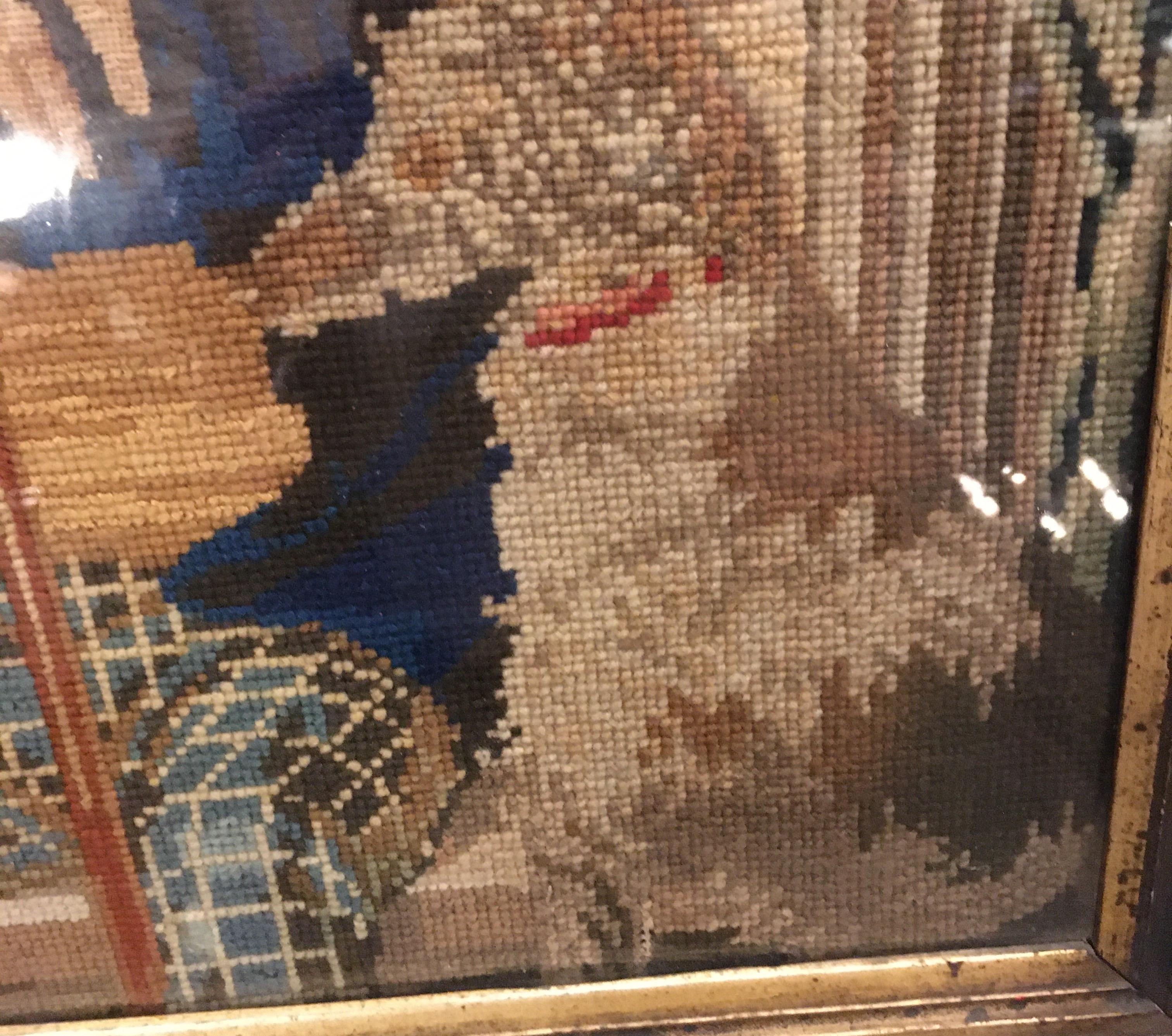 Late 18th Century Needlepoint Portrait of Gentleman and Dog 5