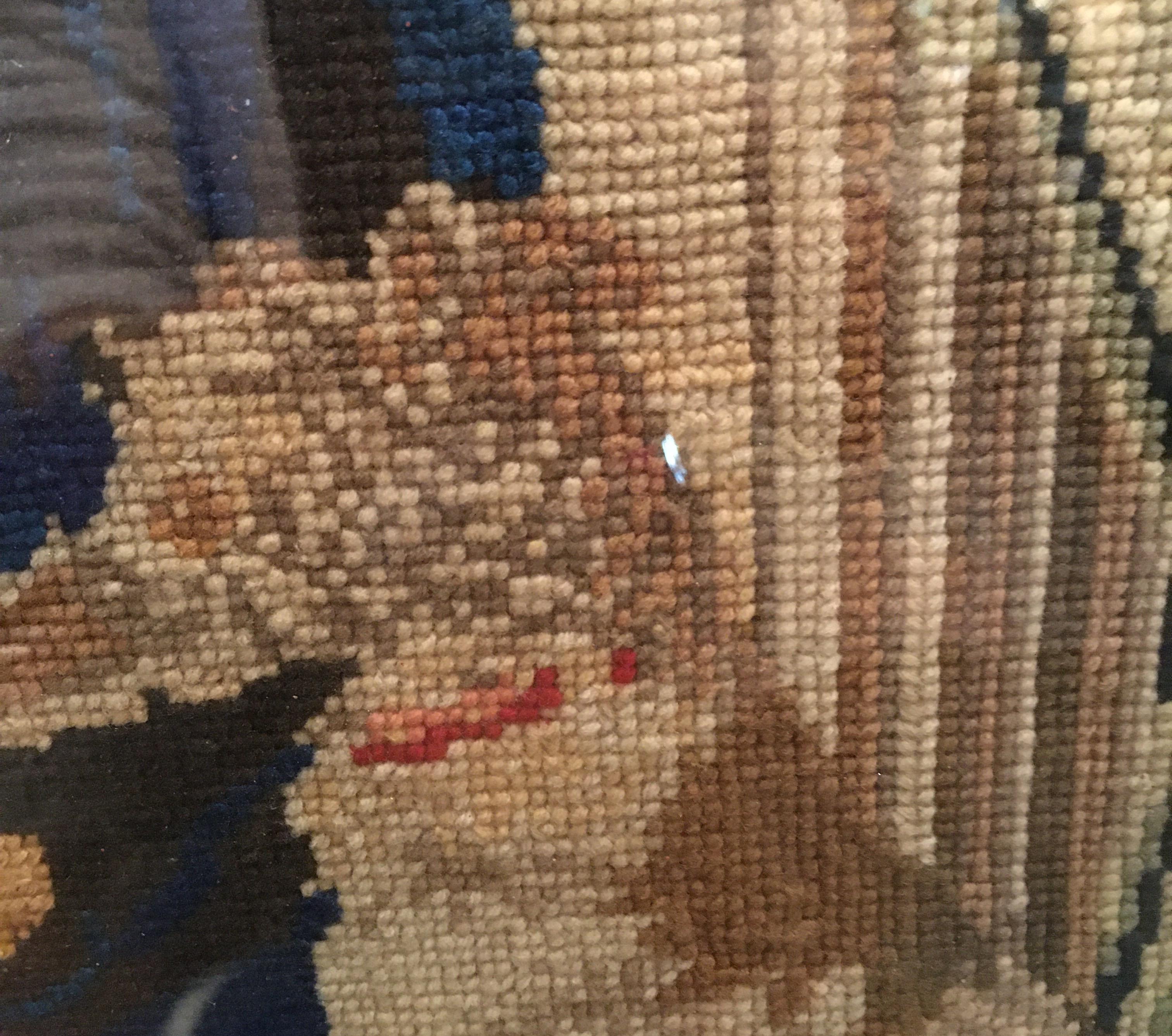 Late 18th Century Needlepoint Portrait of Gentleman and Dog 6
