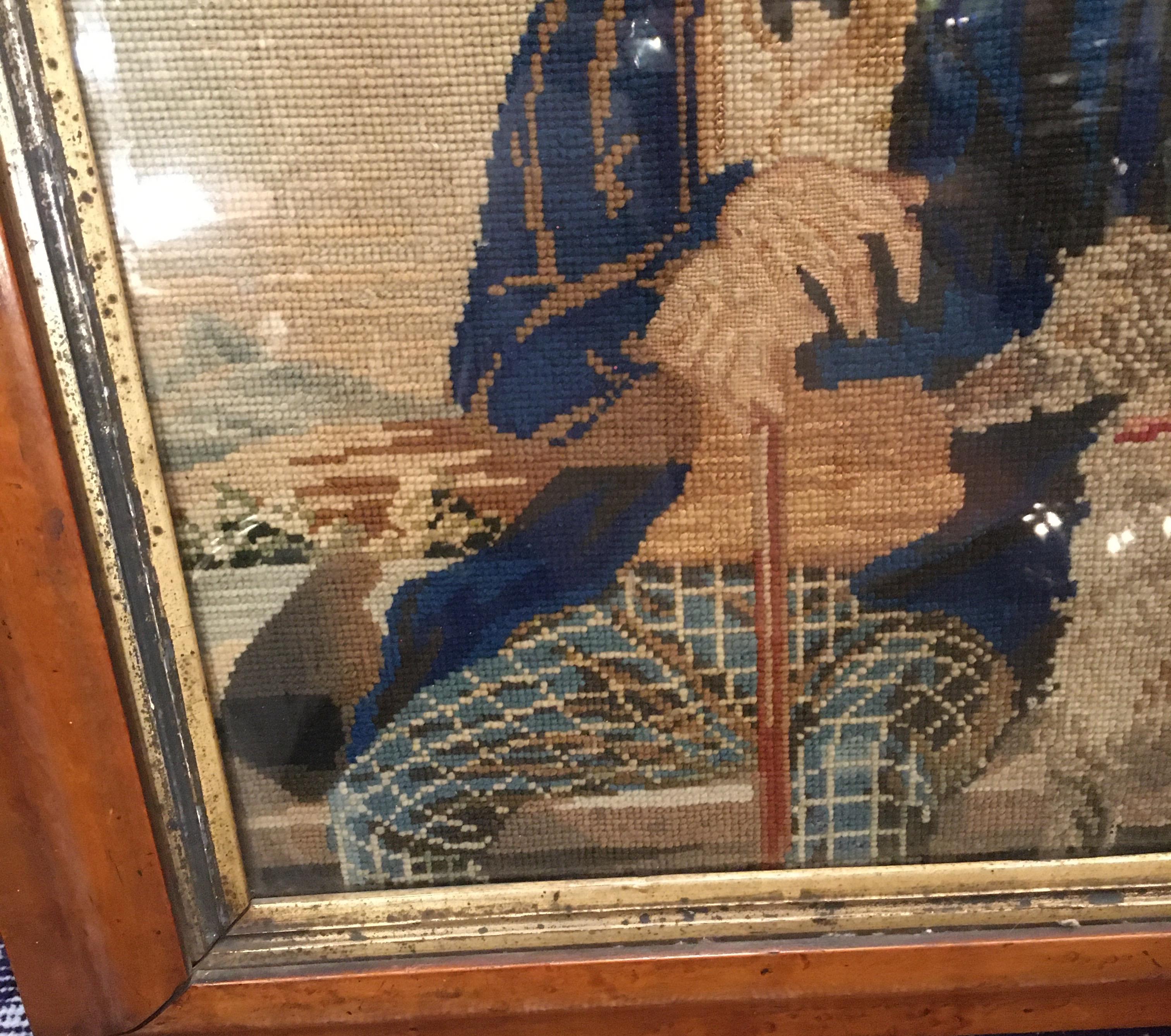 Late 18th Century Needlepoint Portrait of Gentleman and Dog 4