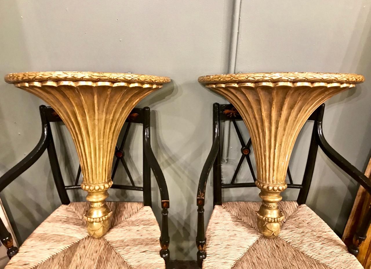 Late 18th Century Neoclassical Carved Gilt Wood Brackets or Sconces, Pair 7