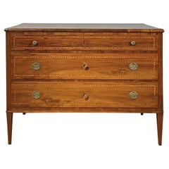 Antique LATE 18th CENTURY NEOCLASSICAL CHEST OF DRAWERS IN WALNUT AND CHERRY