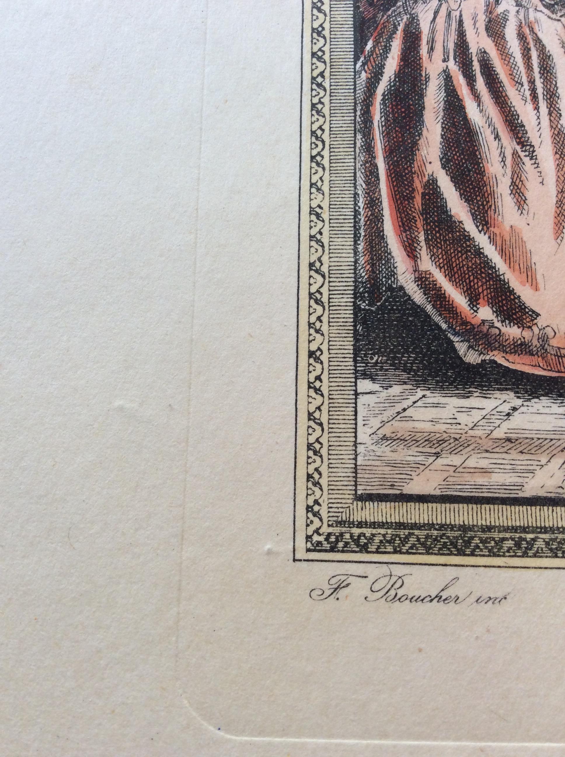 Late 18th Century Neoclassical French Fashion Engraving Print, François Boucher In Good Condition In Miami, FL