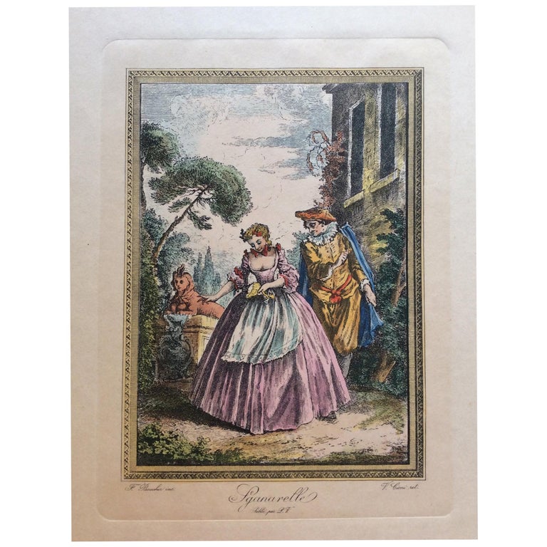 Late 18th Century Neoclassical French Fashion Engraving Print, François Boucher For Sale