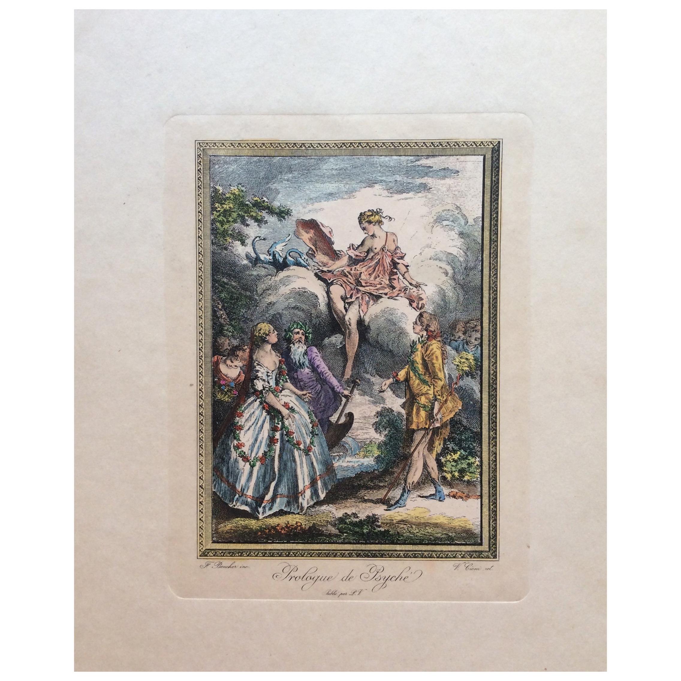 Gravure de mode française néoclassique de la fin du XVIIIe siècle, François Boucher