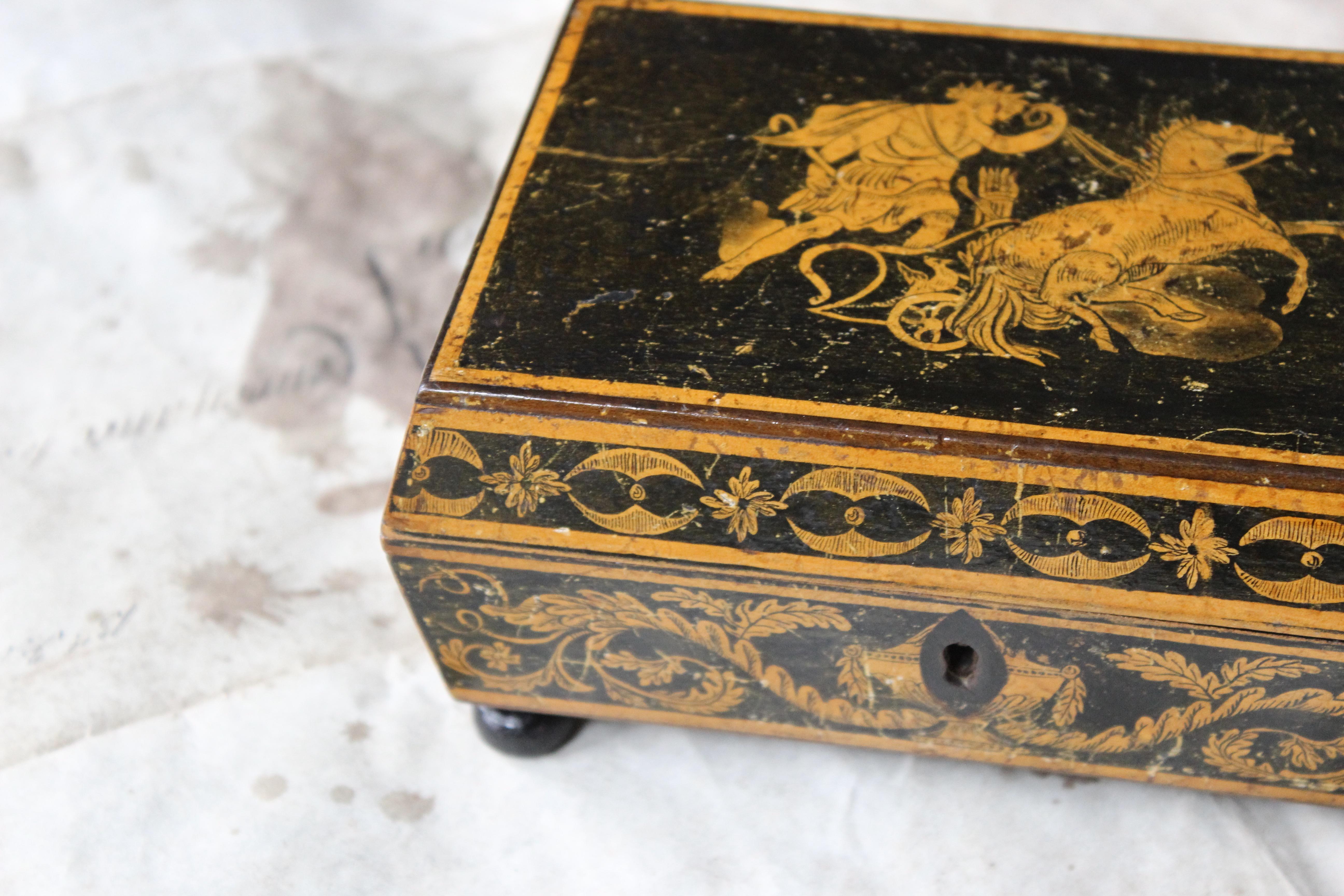 Late 18th Century Neoclassical George III Penwork Sarcophagus Jewellery Box  For Sale 12