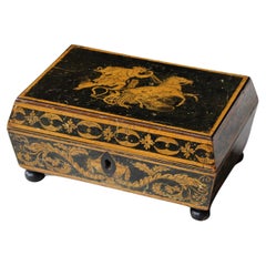 Late 18th Century Neoclassical George III Penwork Sarcophagus Jewellery Box 