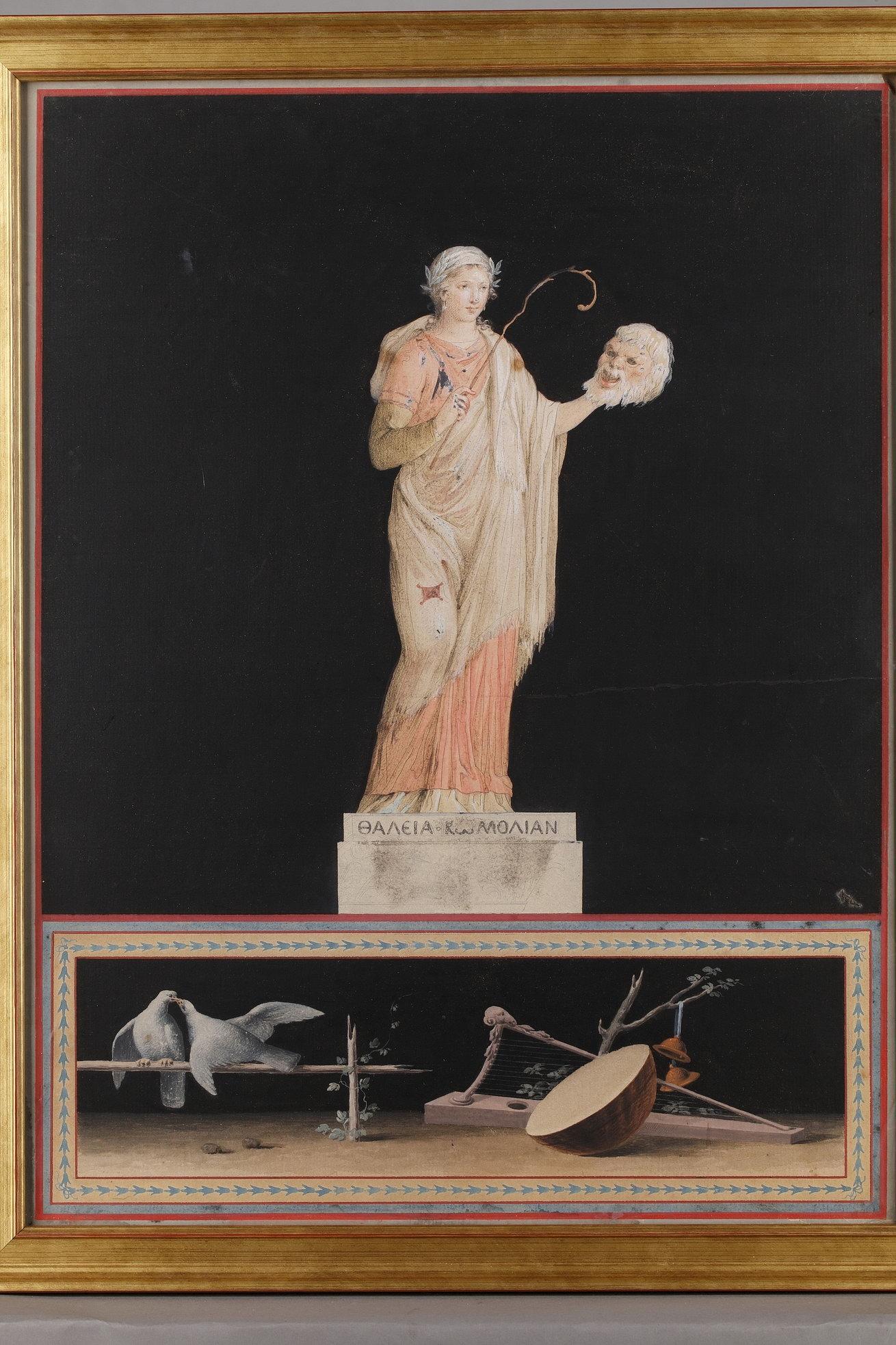 Late 18th Century Neoclassical Gouaches, Three Muses 8