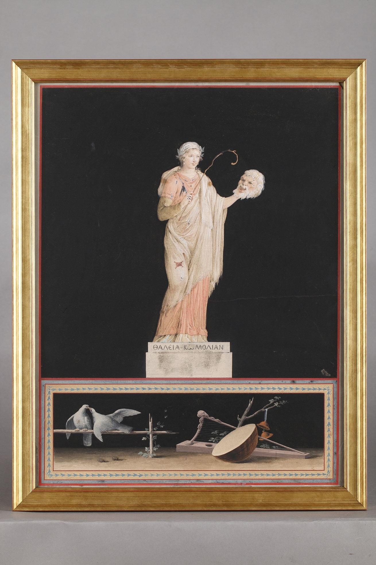 Italian Late 18th Century Neoclassical Gouaches, Three Muses