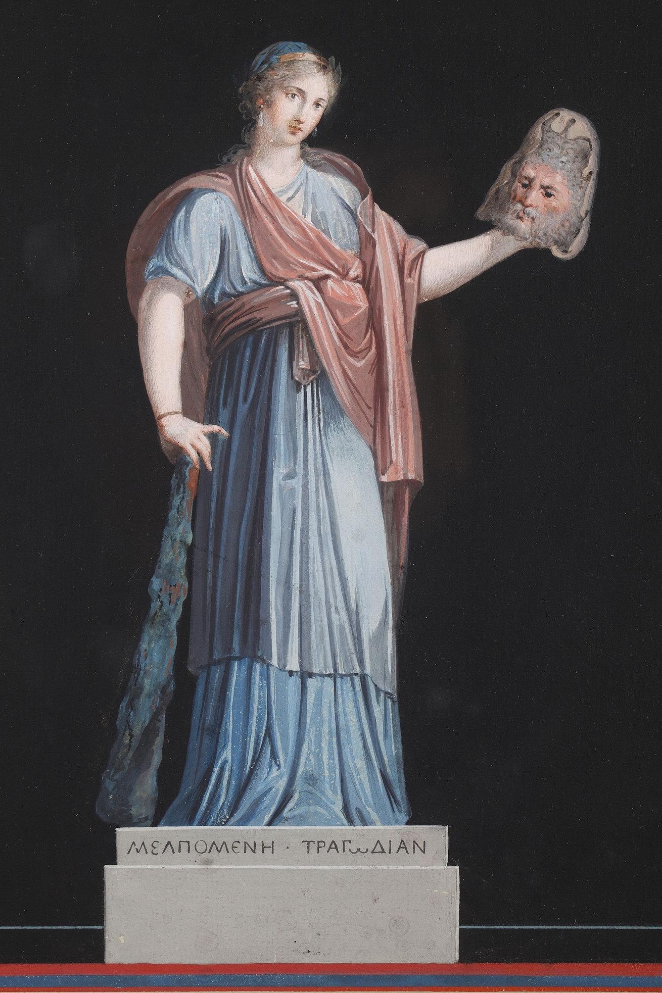 Late 18th Century Neoclassical Gouaches, Three Muses In Good Condition In Paris, FR