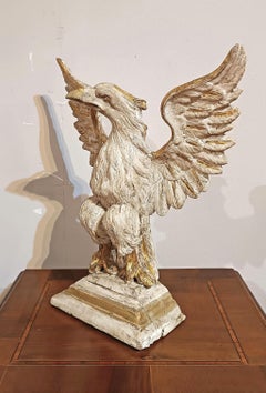 LATE 18th CENTURY NEOCLASSICAL PAINTED WOOD EAGLE SCULPTURE