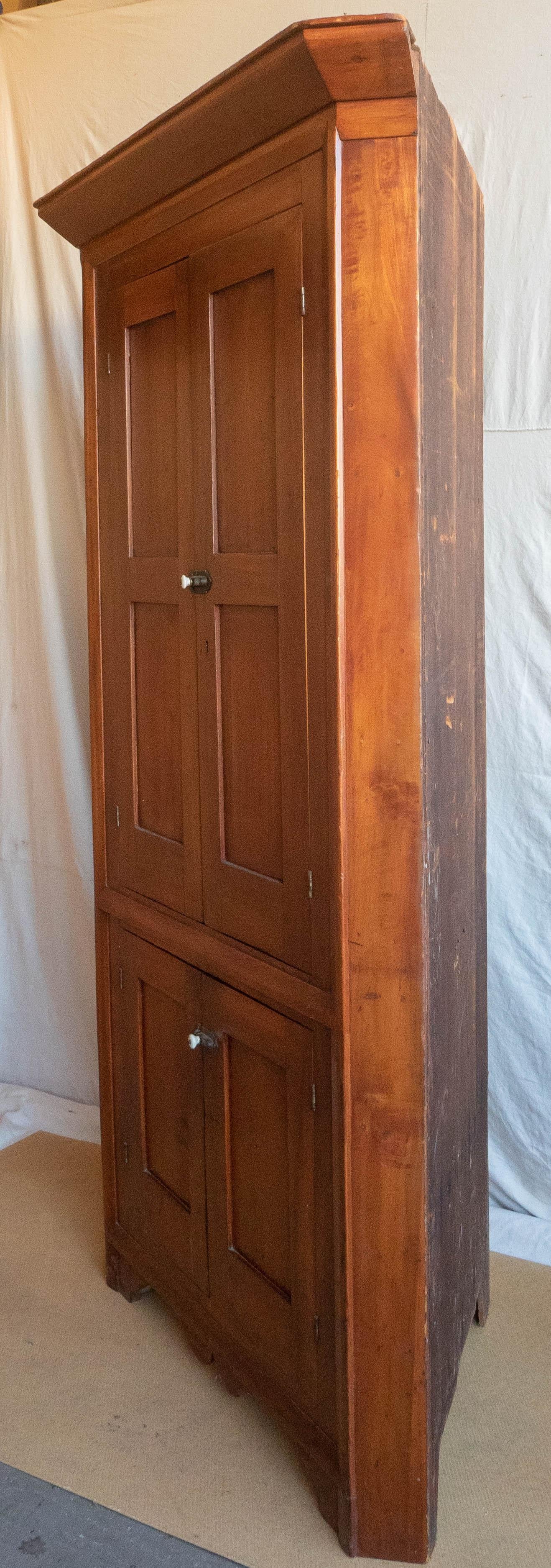 American Colonial Late 18th Century New England Cherry Corner Cupboard