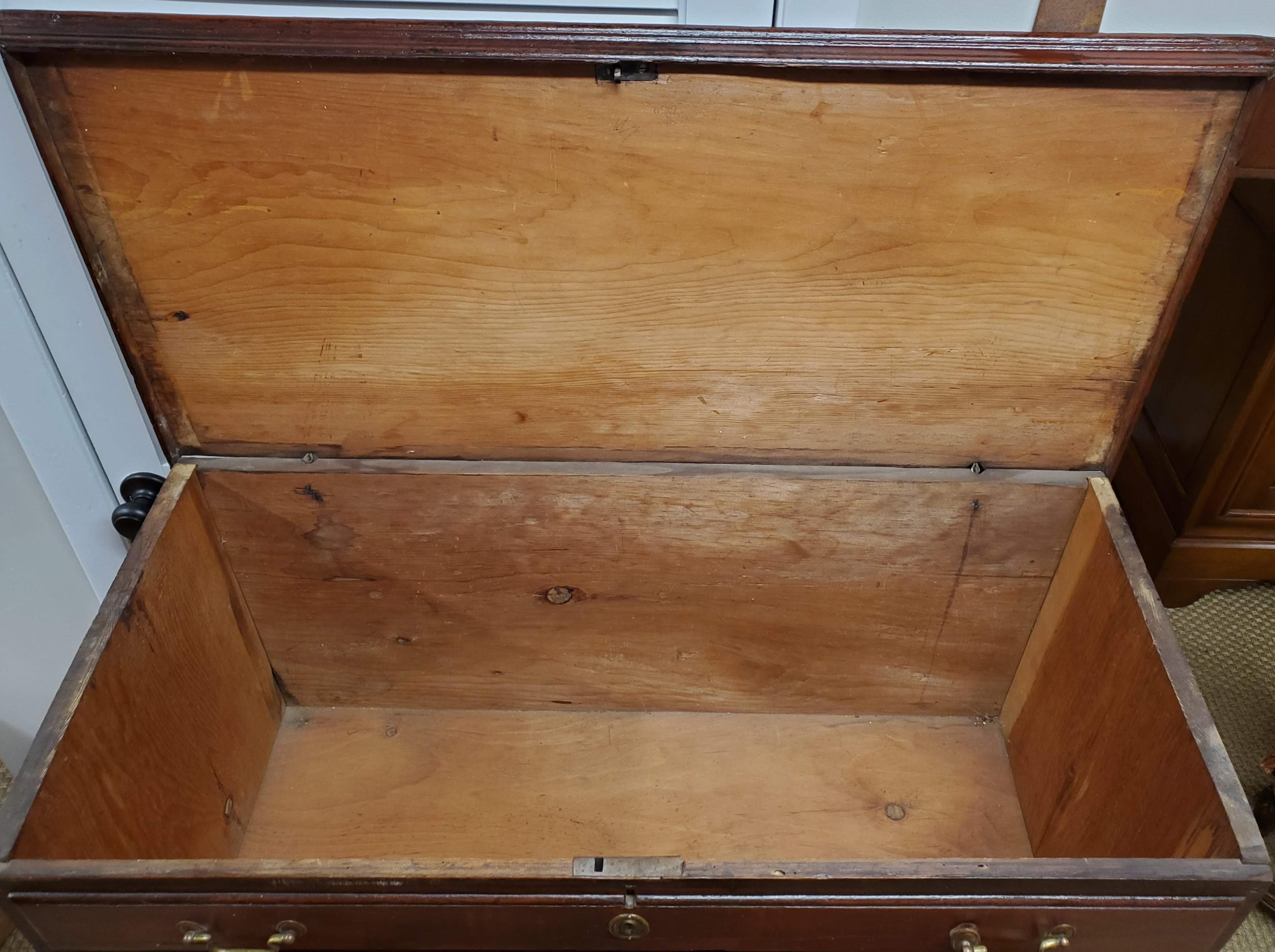 American Late 18th Century New England Pine Blanket Chest with False Drawers For Sale