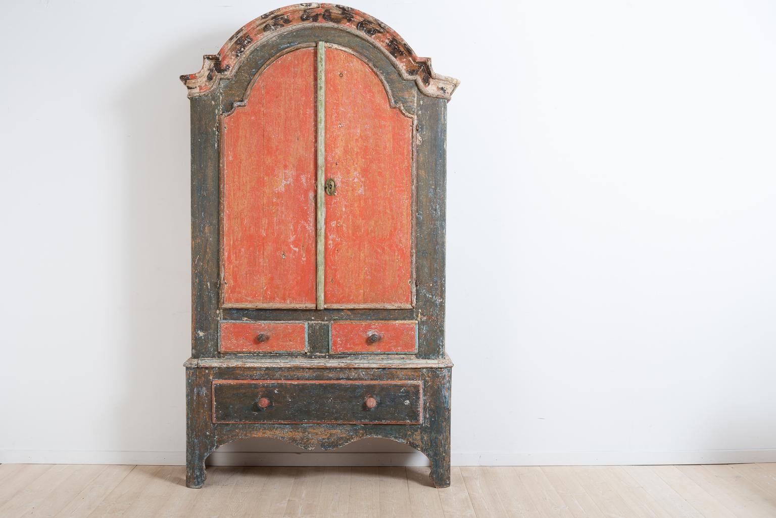 18th Century Antique Northern Swedish Authentic Rococo Cabinet For Sale