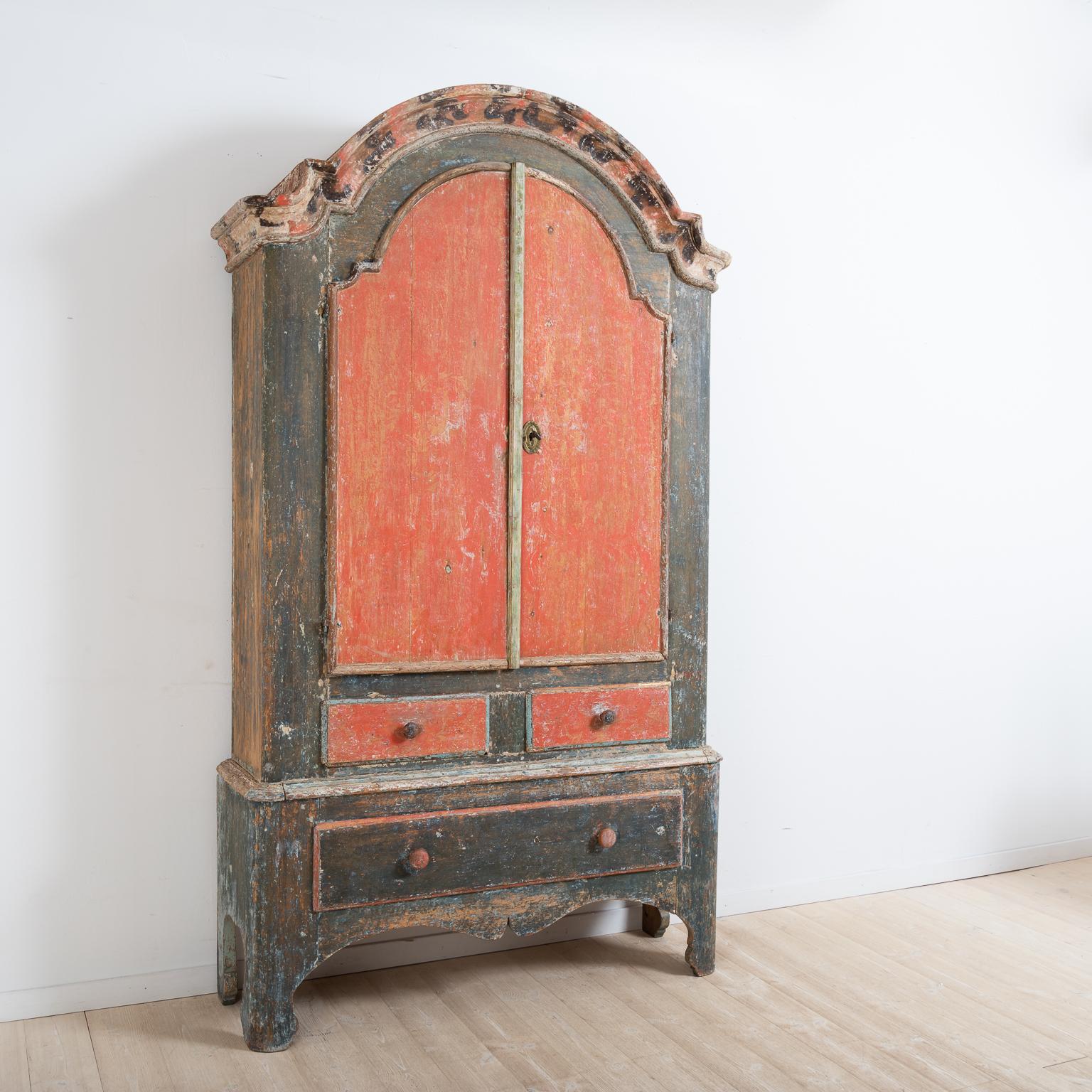Antique Northern Swedish Authentic Rococo Cabinet For Sale 1