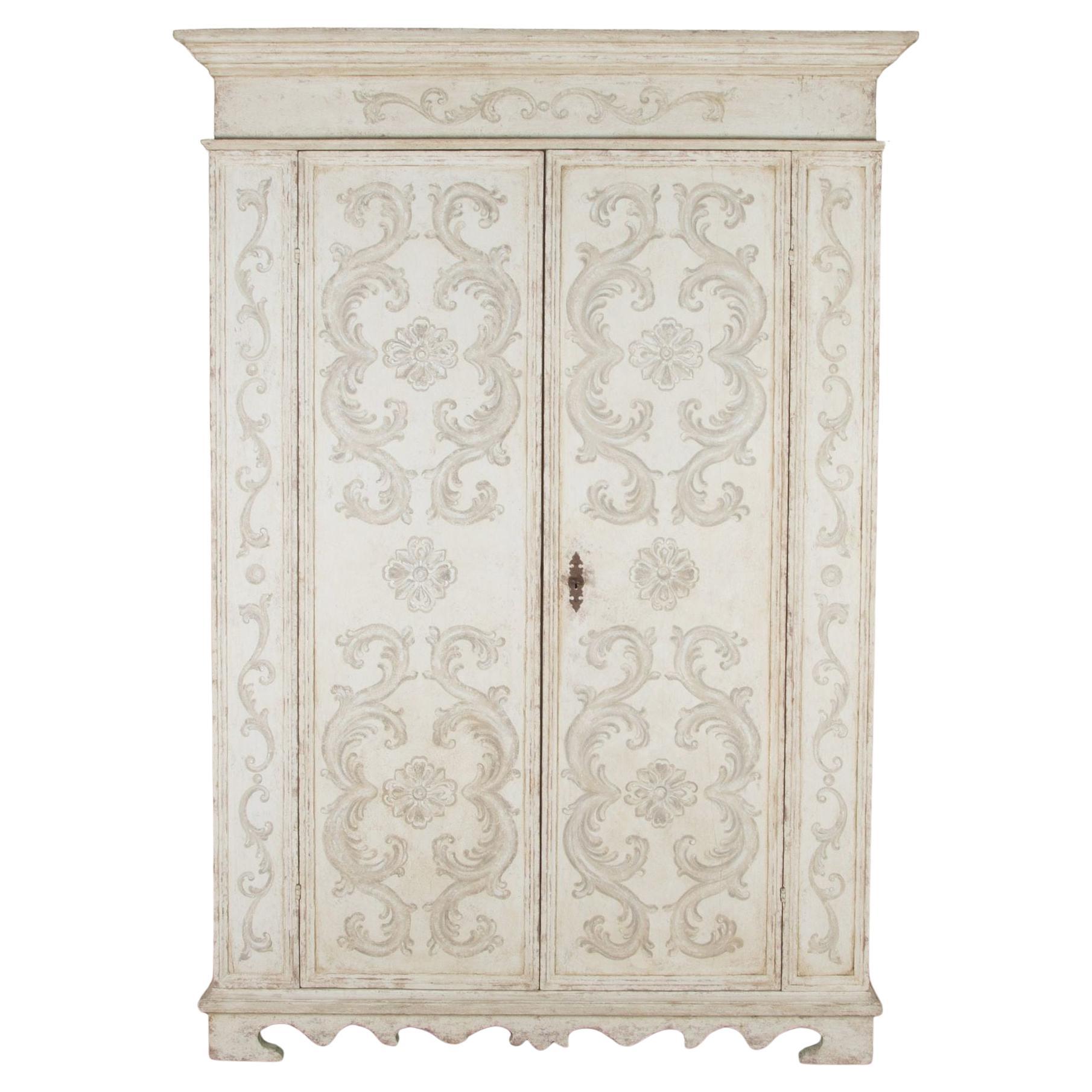 Armoire dipinto a mano della fine del XVIII secolo in Italia settentrionale