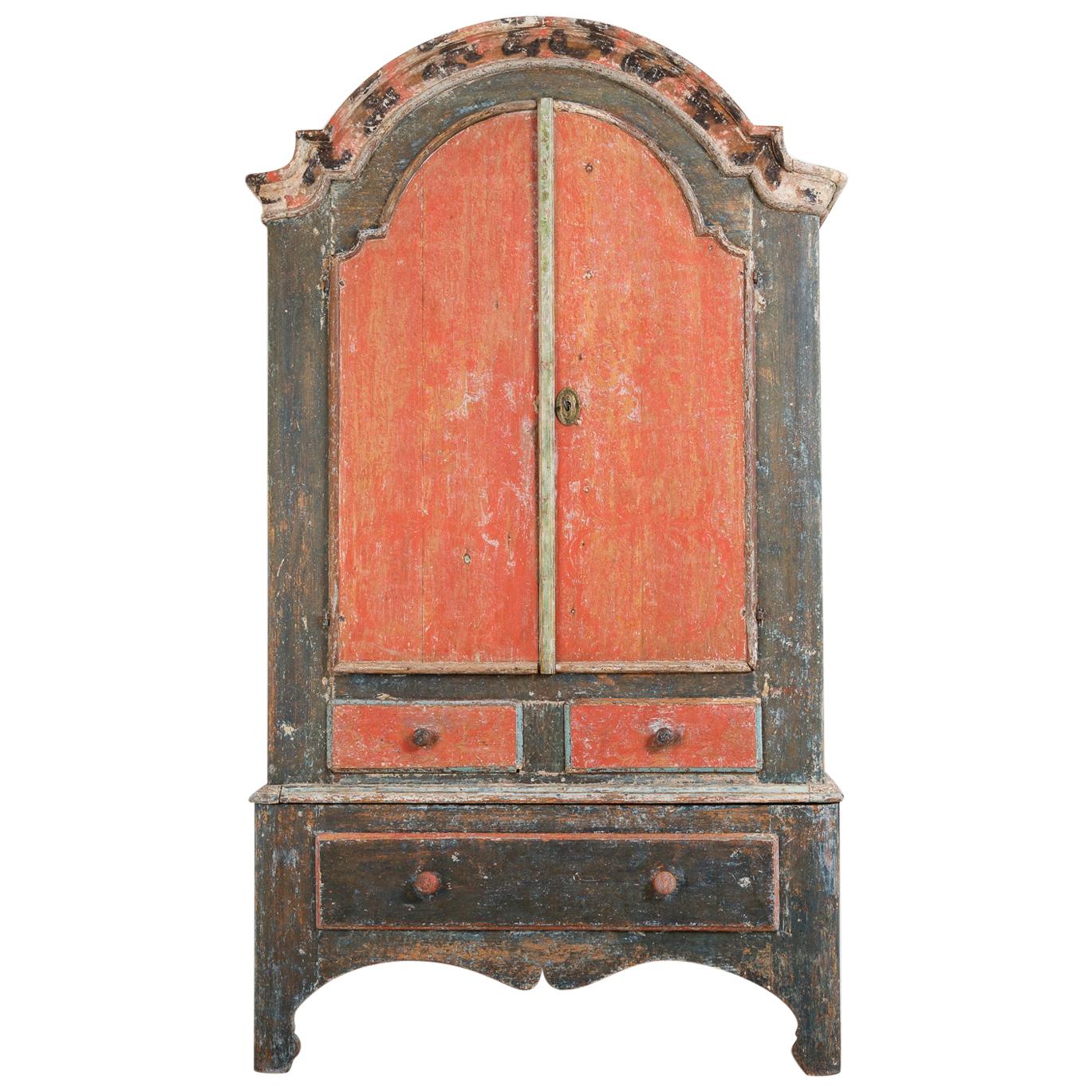 Antique Northern Swedish Authentic Rococo Cabinet For Sale