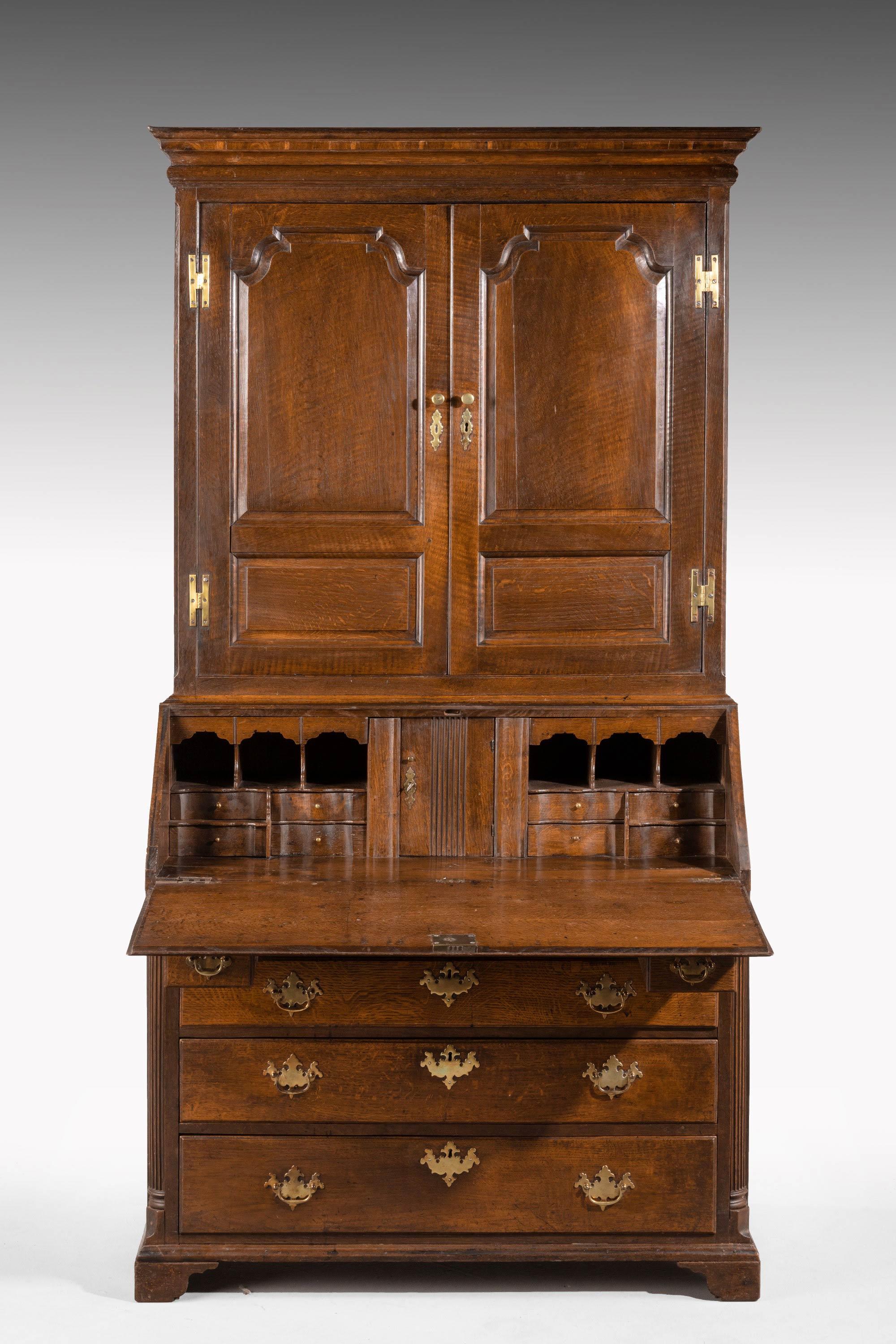 English Late 18th Century Oak Bureau Cabinet