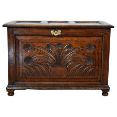 Antique Late 18th Century Carved Oak Blanket Box