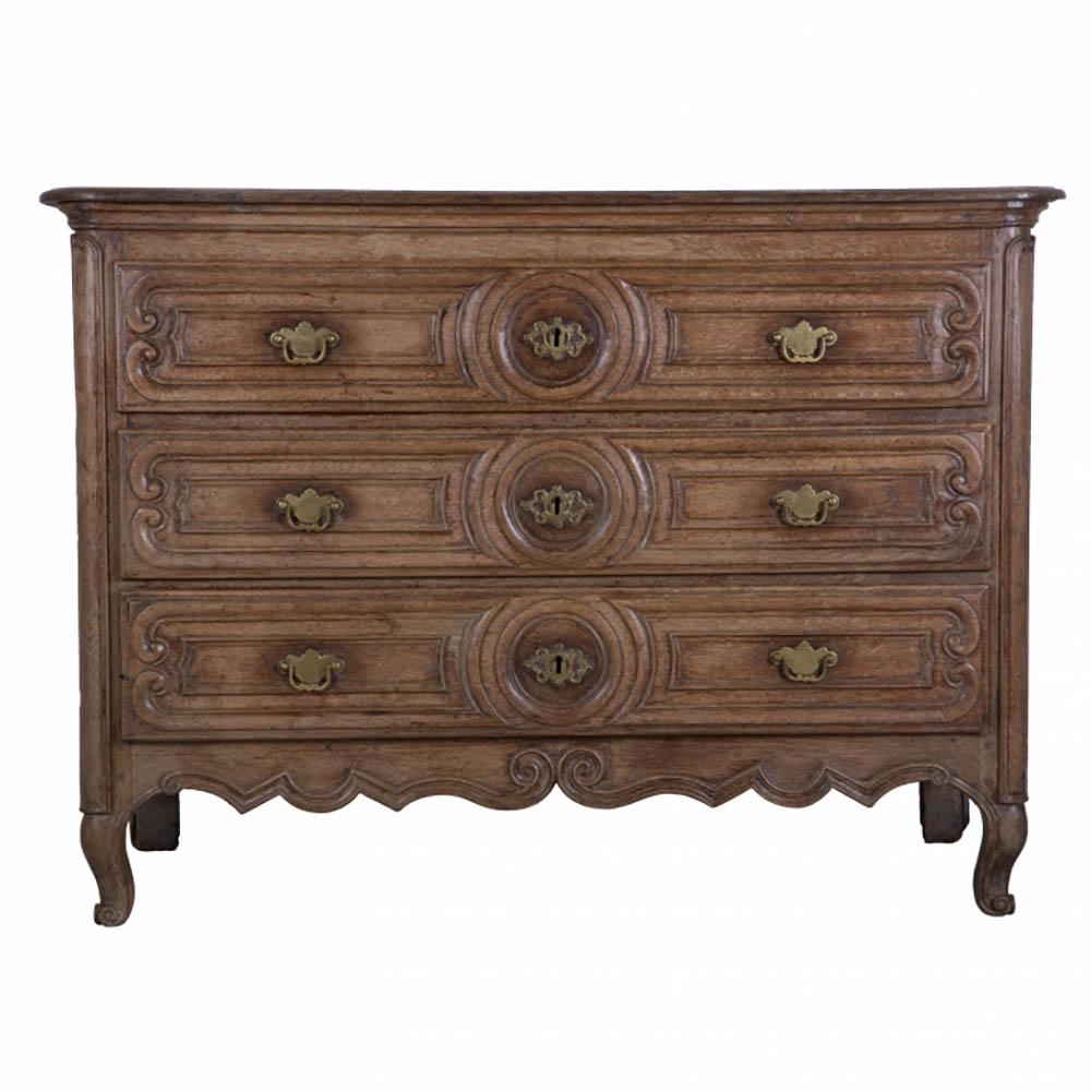Late 18th century French oak commode.