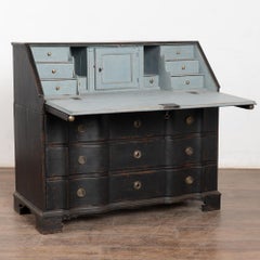 Late 18th Century Oak Secretary Bureau Painted Black, Denmark