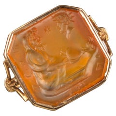 Late 18th Century Octagonal Carnelian Saturn Intaglio Ring