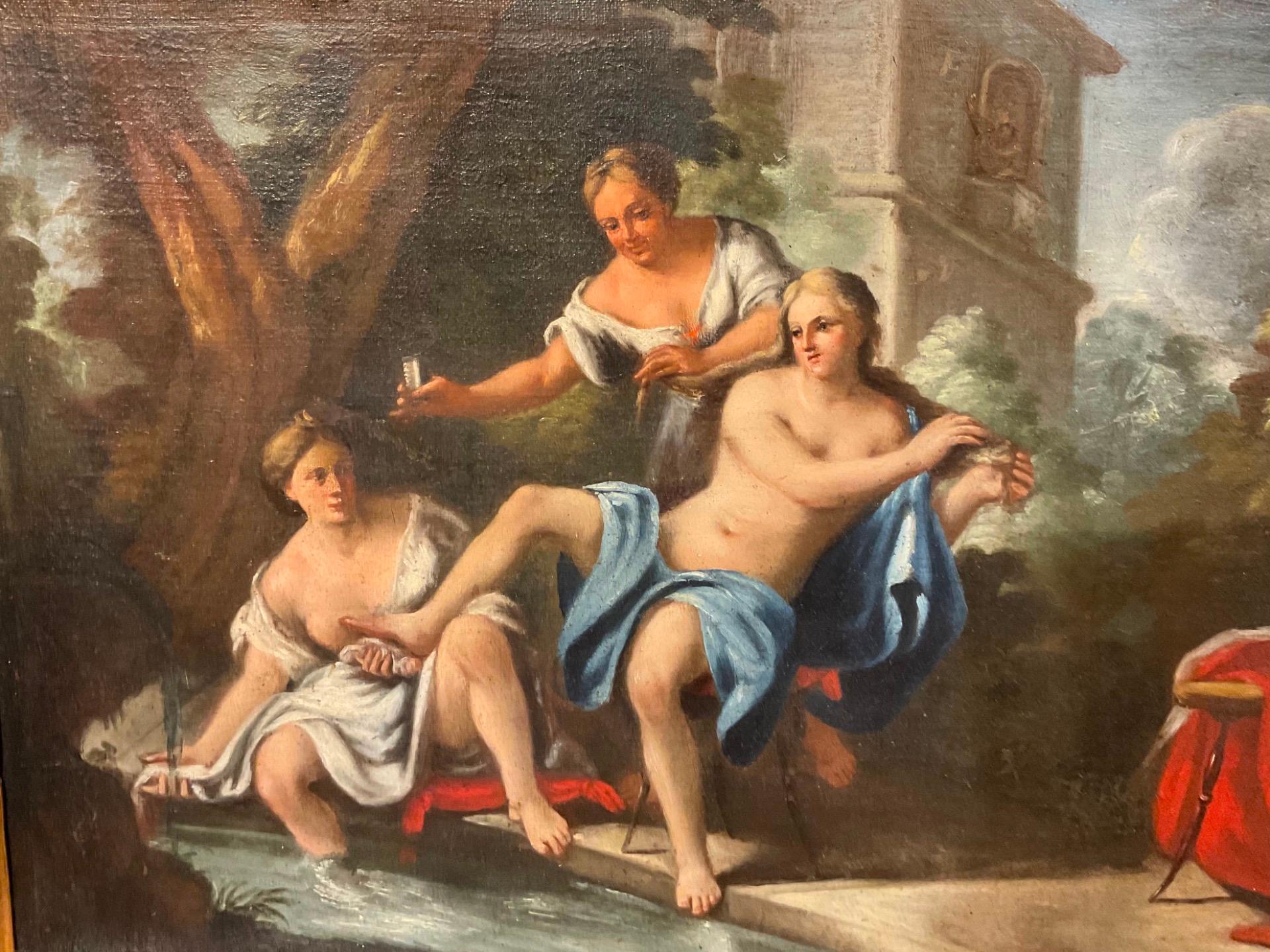 Ölgemälde auf Leinwand, „Betzebea im Fluss“, Louis XVI.-Stil, spätes 18. Jahrhundert im Zustand „Gut“ im Angebot in Firenze, FI
