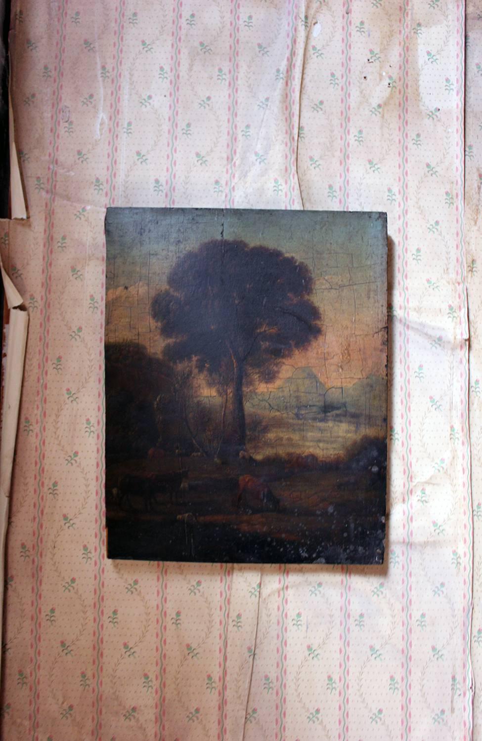 Late 18th Century Oil on Panel of an English Rural Landscape, circa 1790 13