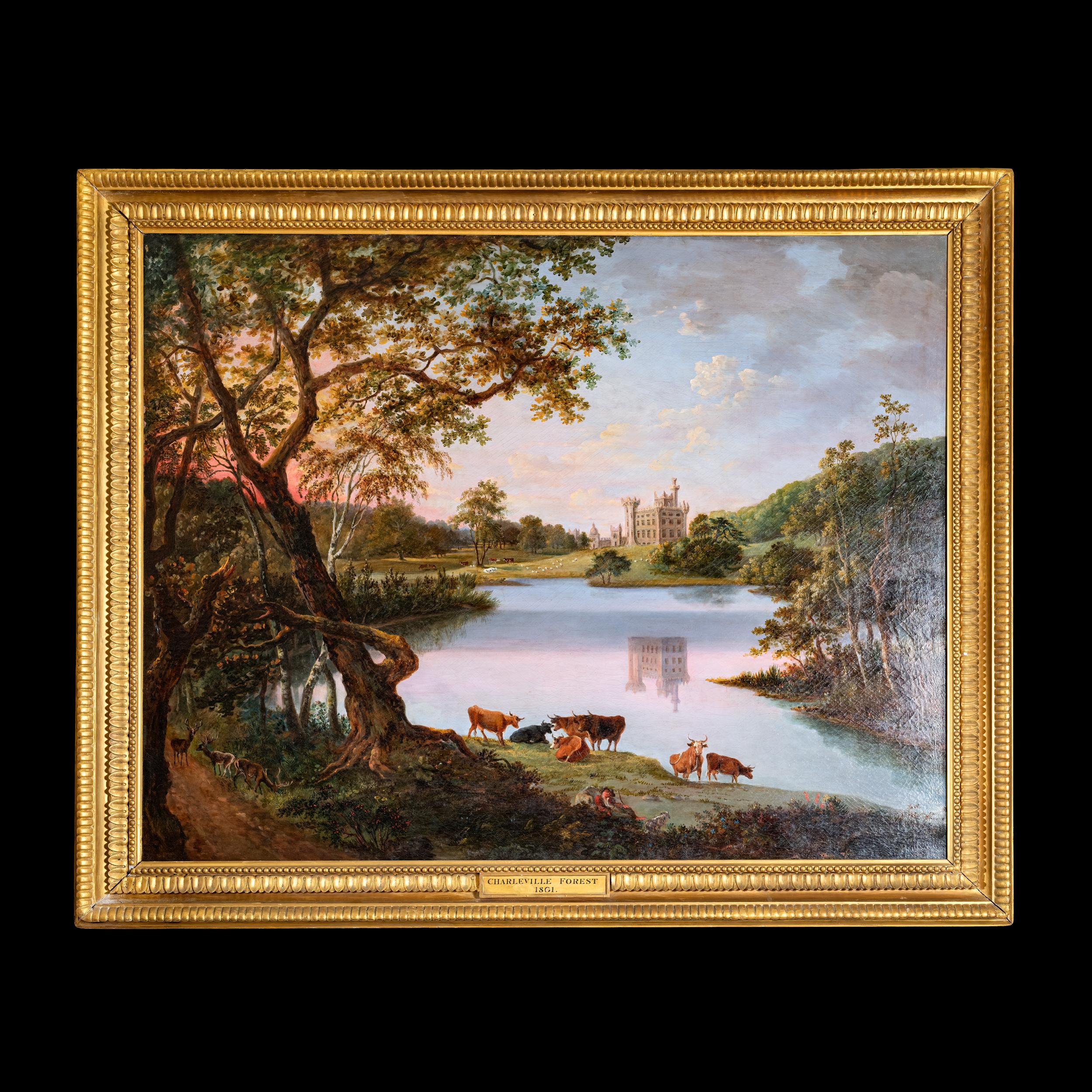 Georgiano Pittura ad olio della fine del XVIII secolo del castello di Charleville Tullamore Co Offaly Irlanda in vendita