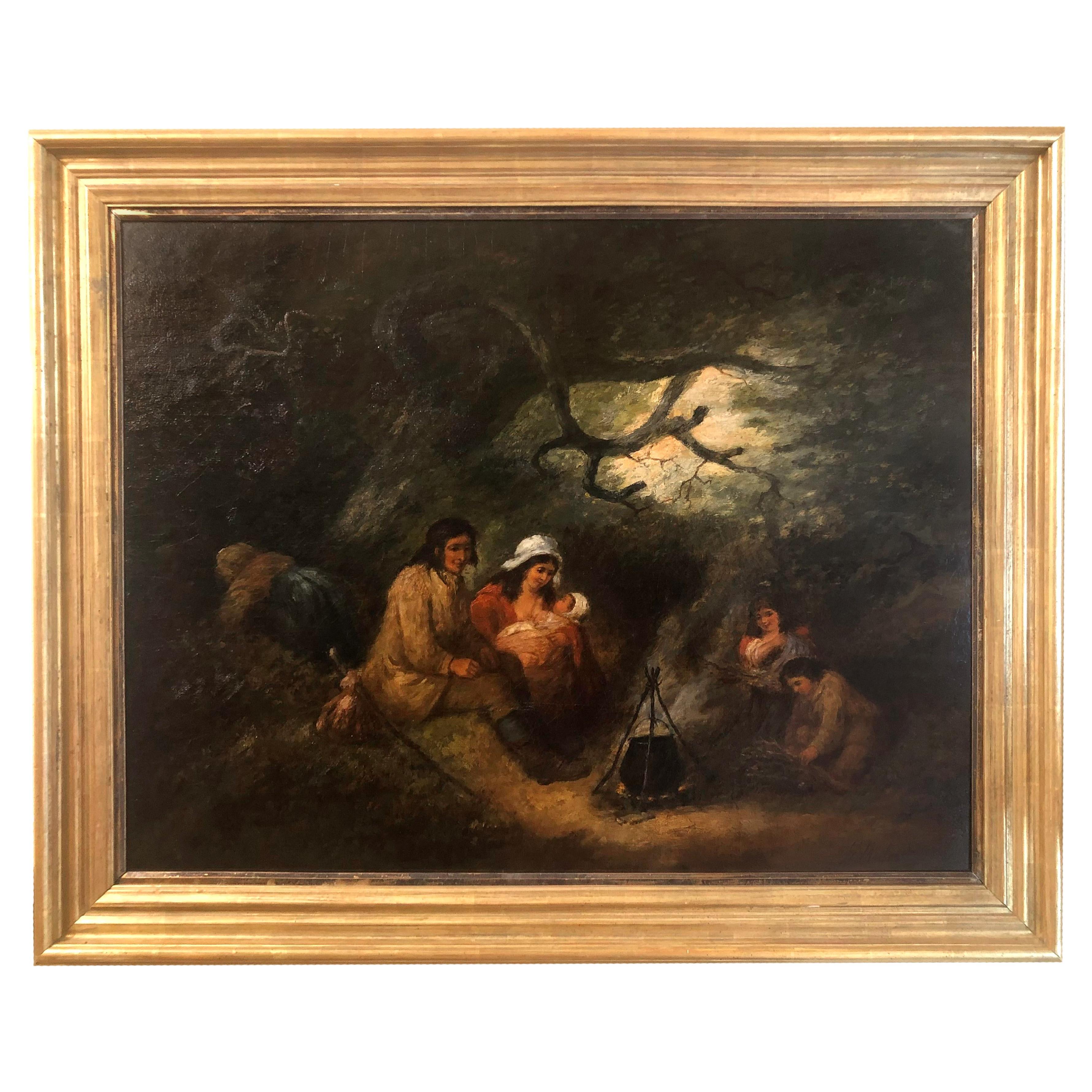 Late 18th Century Oil Painting "The Gypsy Family Encampment" by George Morland
