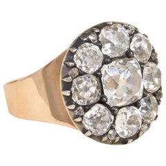 Late 18th Century Old Mine Cut Diamond Cluster Ring