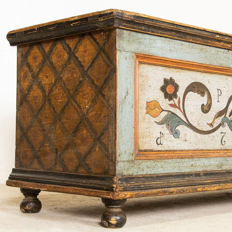 Late 18th Century Original Blue Painted Trunk Dated 1784 from Germany 9