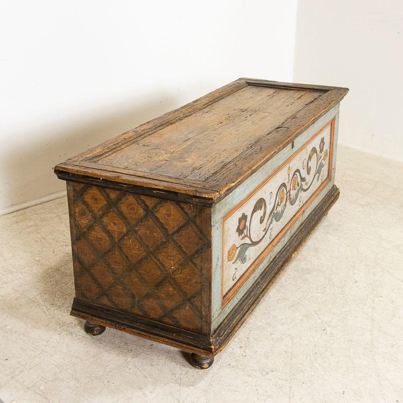 Late 18th Century Original Blue Painted Trunk Dated 1784 from Germany 2