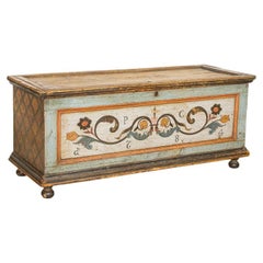 Late 18th Century Original Blue Painted Trunk Dated 1784 from Germany