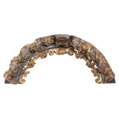 Fragment d'arc architectural d'origine, doré et peint, datant de la fin du XVIIIe siècle, Portugal