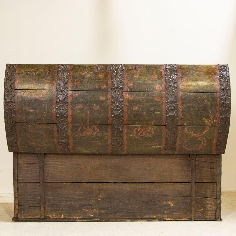 Late 18th Century Original Green Painted Domed Top Trunk Portraying the Passion 8