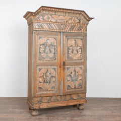 Armadio svedese originale della fine del XVIII secolo dipinto a mano, datato 1790